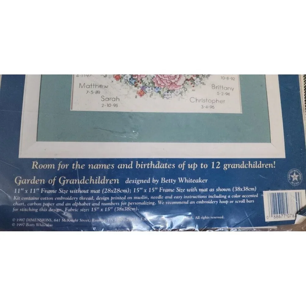 Vintage Creative Accents Stamped Cross Stitch Kit Garden of Grandchildren Sealed